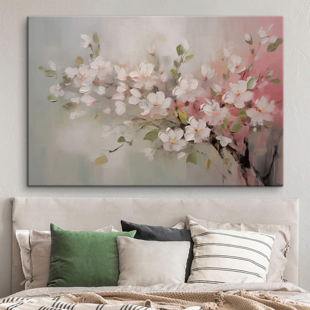 Flores brancas em cinzento-rosa — interior 1
