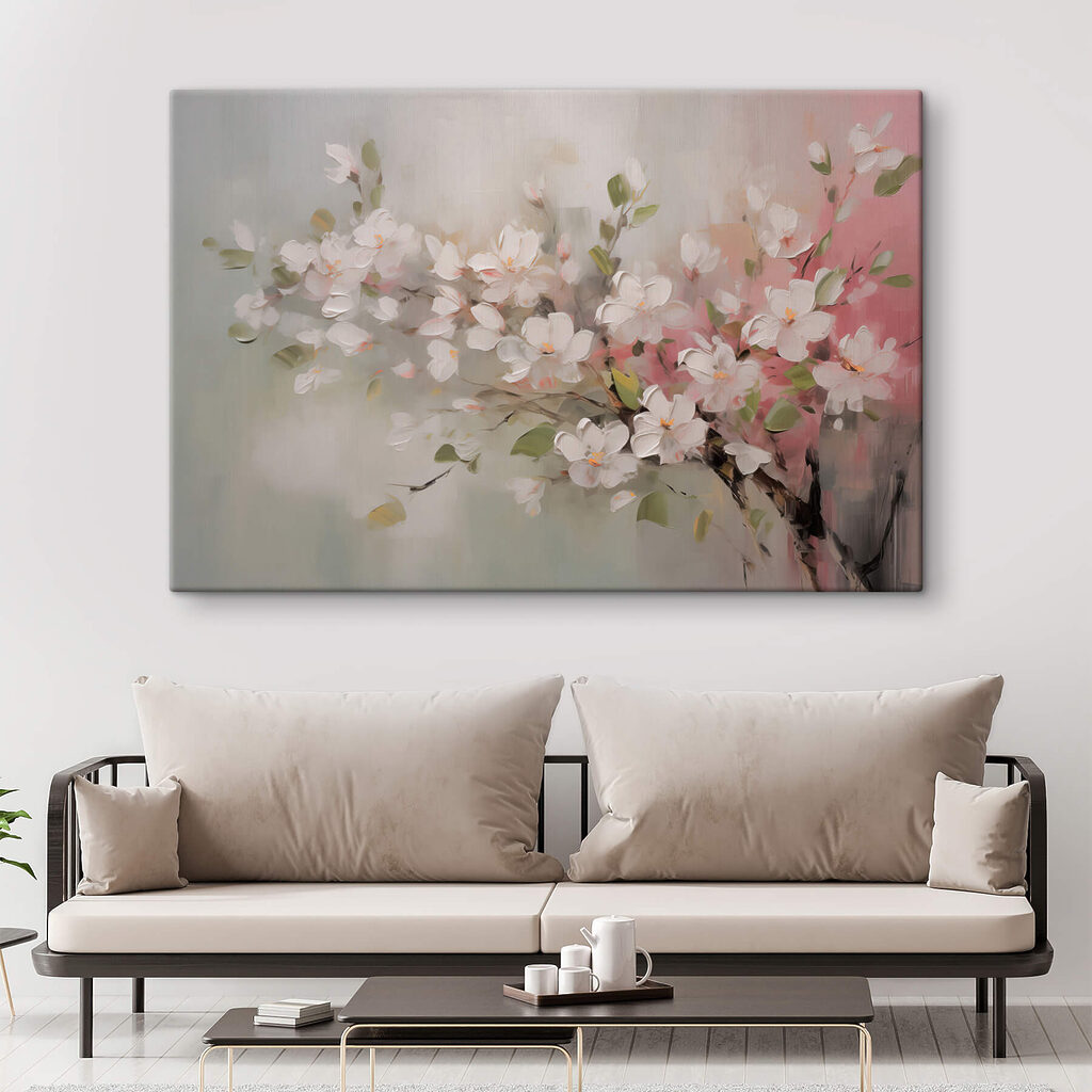 Flores brancas em cinzento-rosa — interior 3