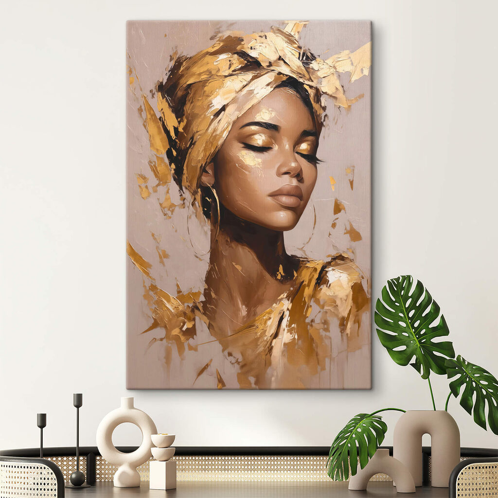 Lenço dourado sobre rosa — interior 3