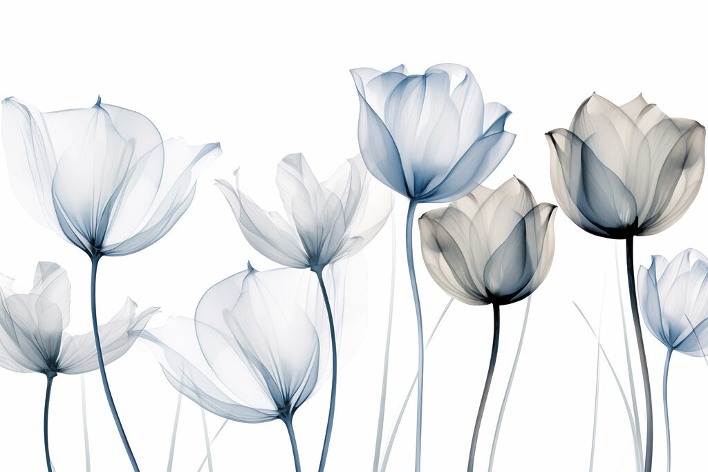 Tulipas azuis e cinzentas — design completo