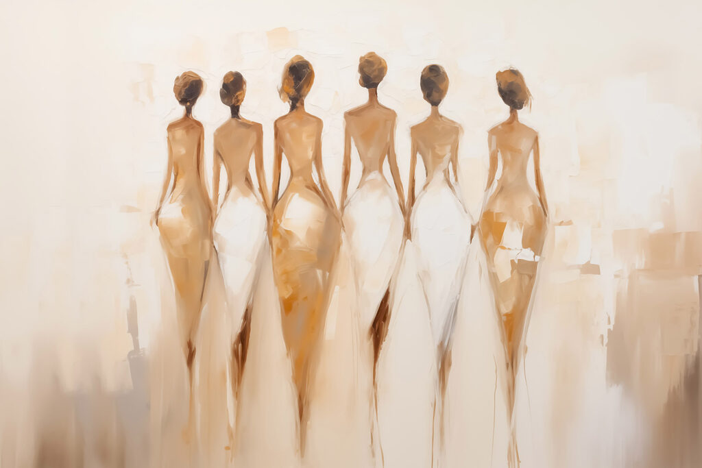 Mulheres de vestidos brancos — design completo