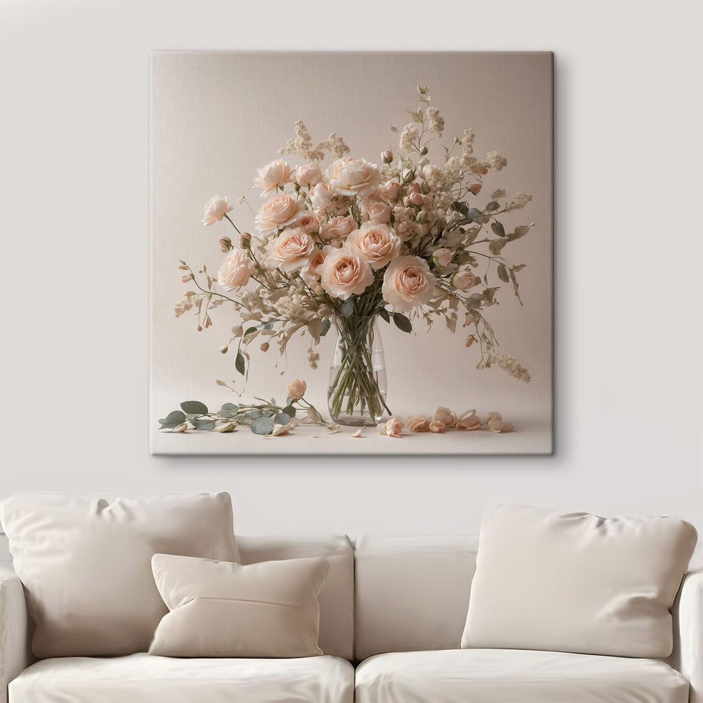 Rosas em vaso transparente — interior 3