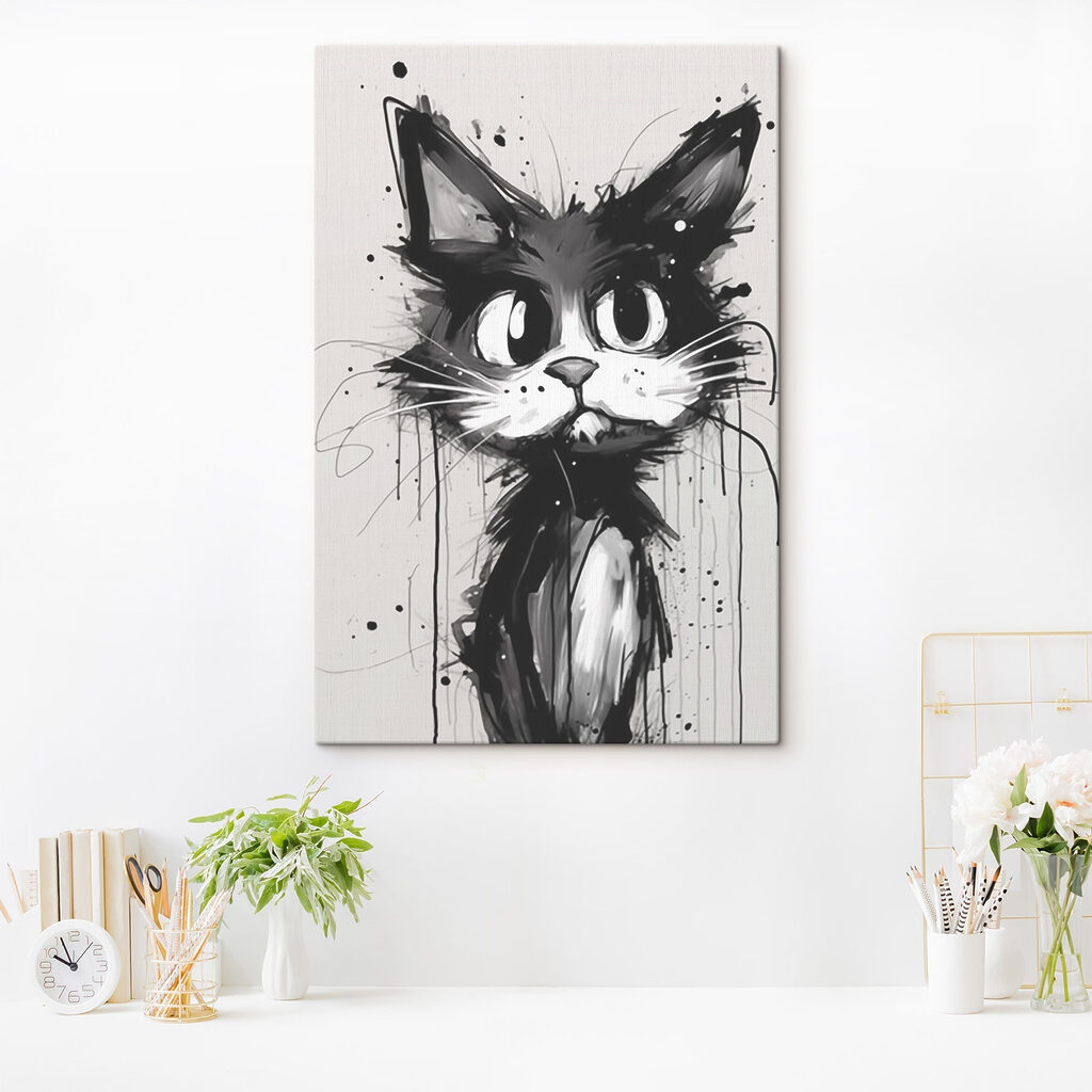 Olhos de gato num interior