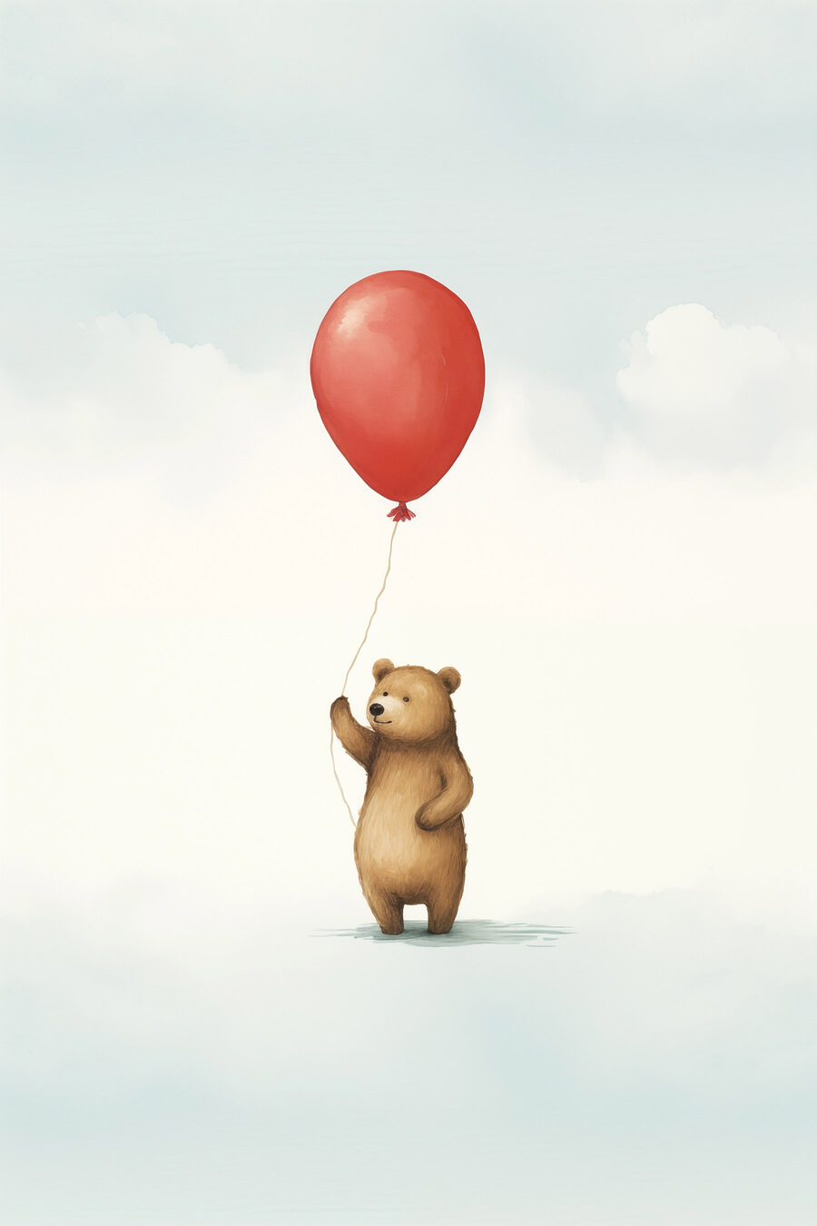 Ursinho com balão vermelho — design completo