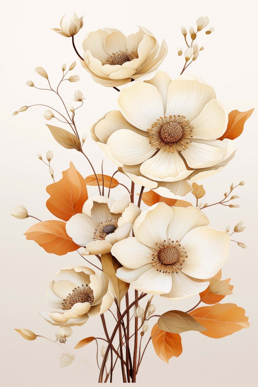 Flores claras sobre bege — design completo