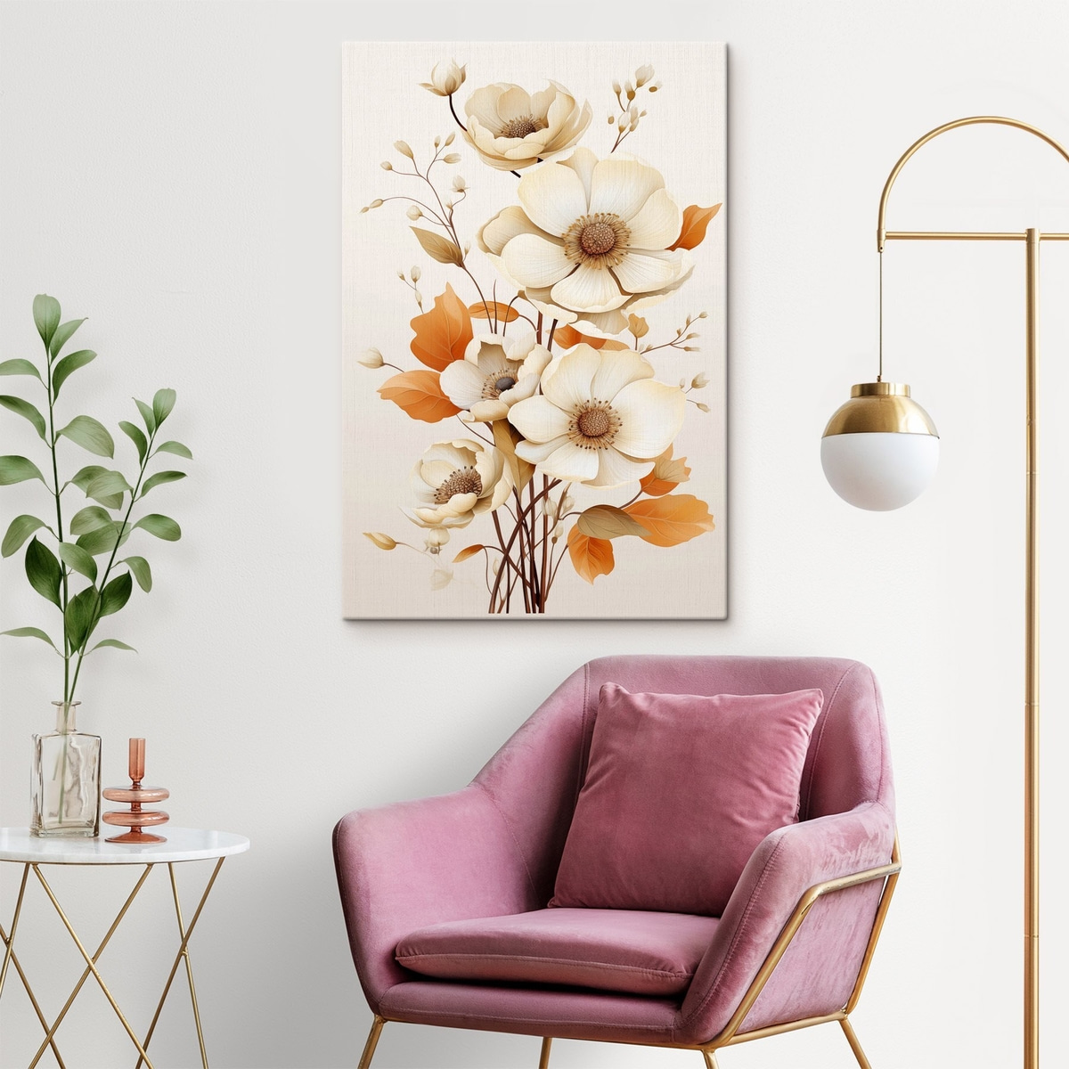 Flores claras sobre bege — interior 1