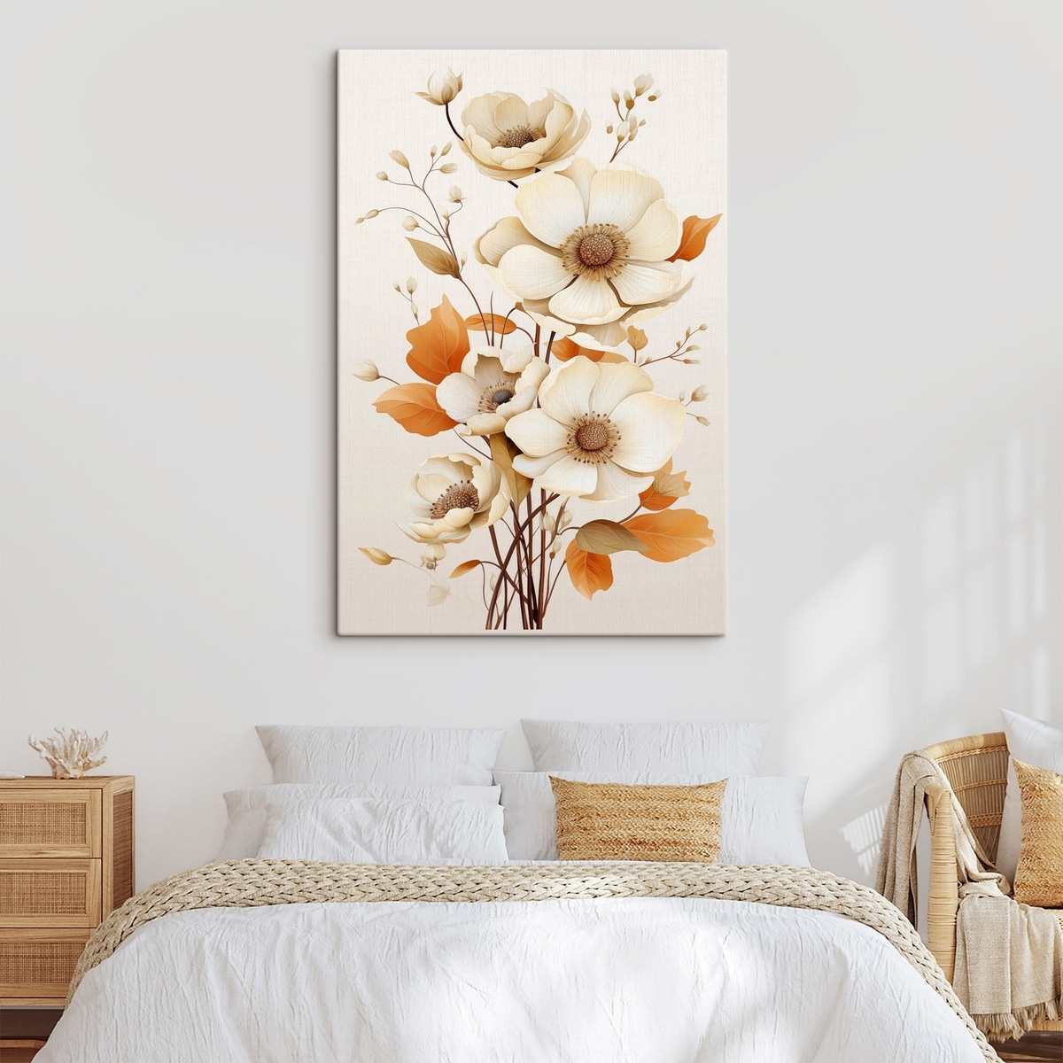 Flores claras sobre bege — interior 2
