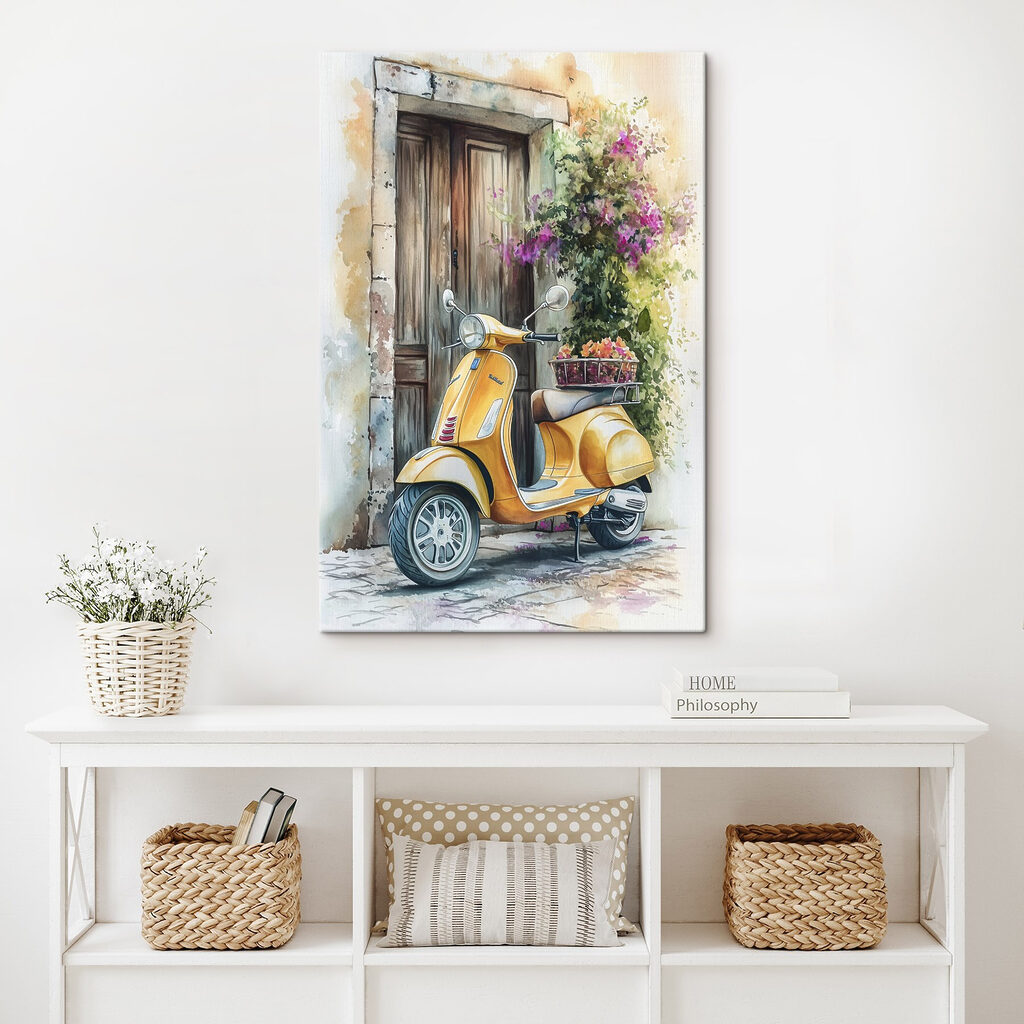 Scooter amarela e flores — interior 2