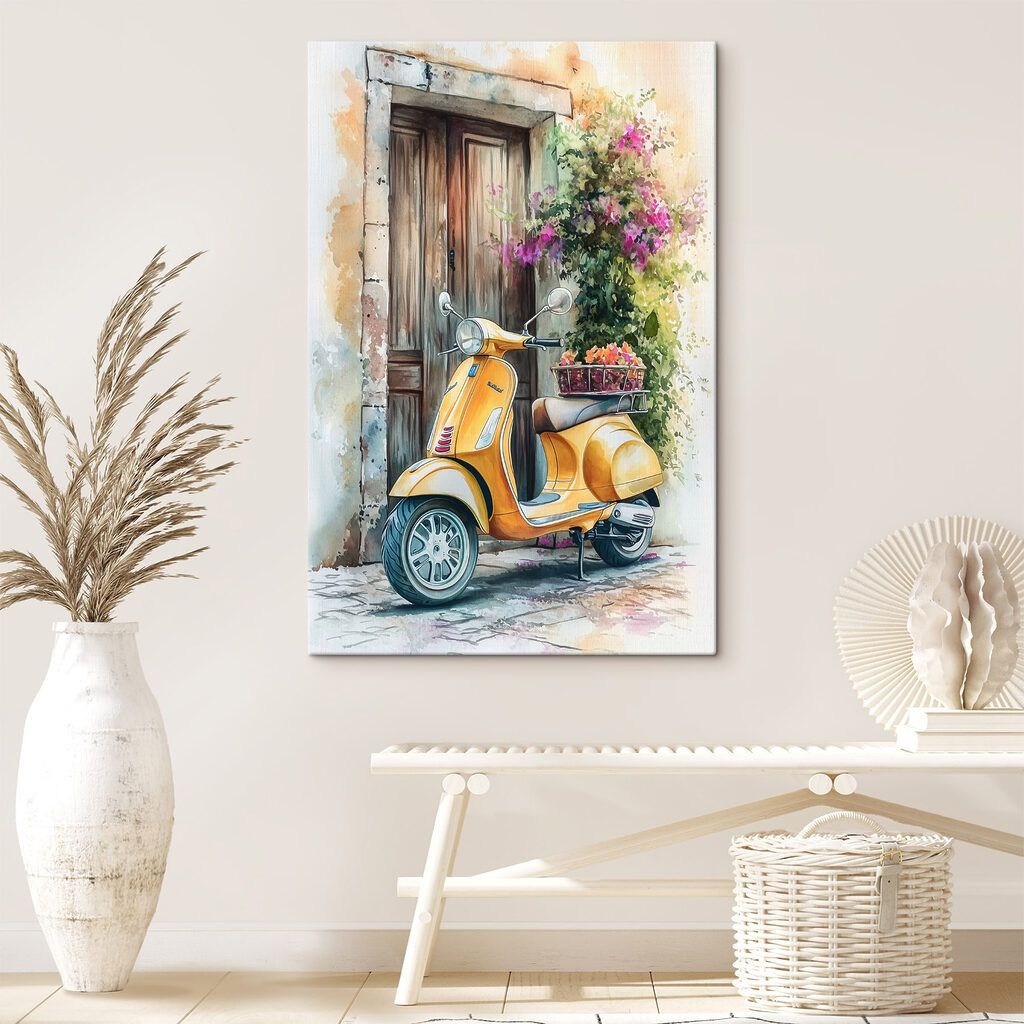 Scooter amarela e flores — interior 1