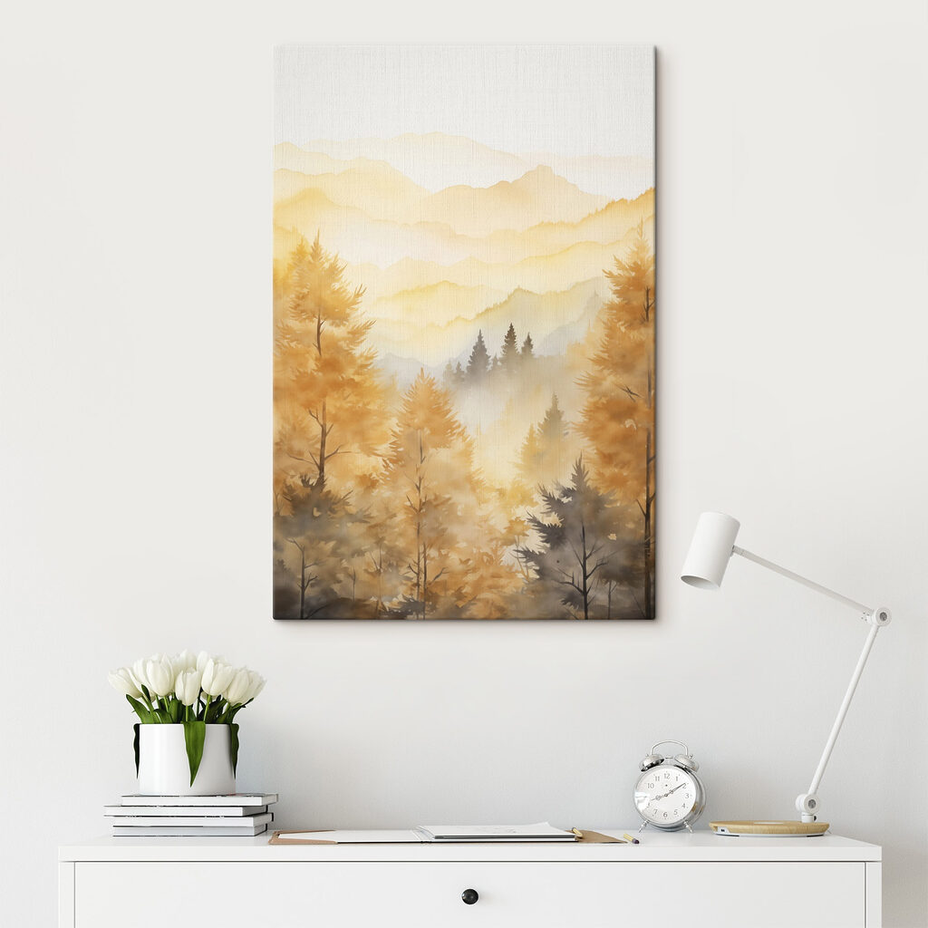 Bosque dourado sob montanhas — interior 2