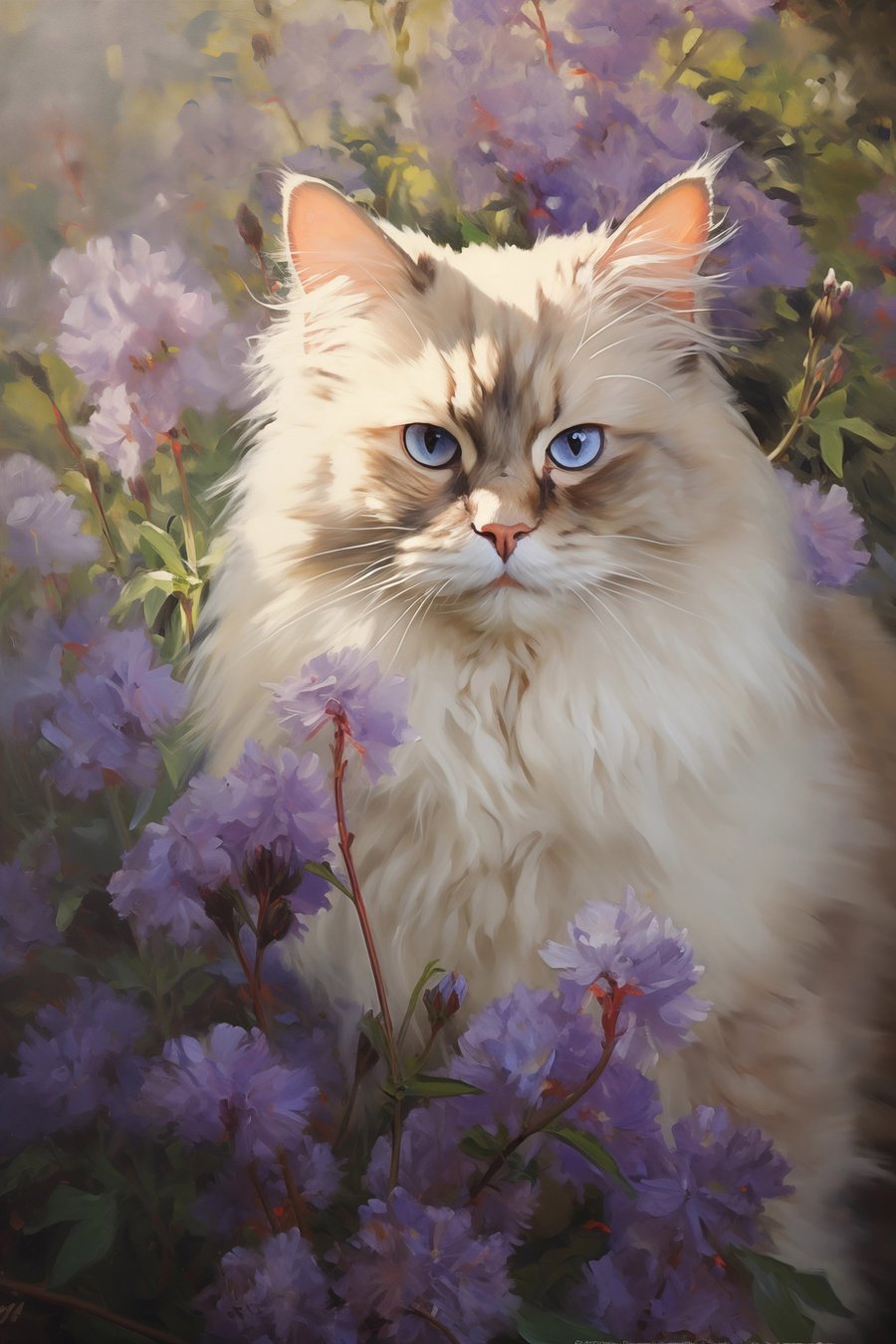 Gato entre flores — design completo