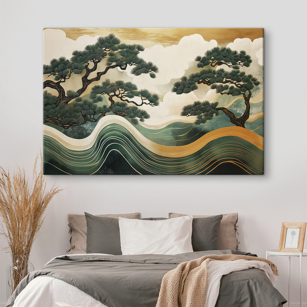 Pinheiros sobre ondas verdes — interior 2