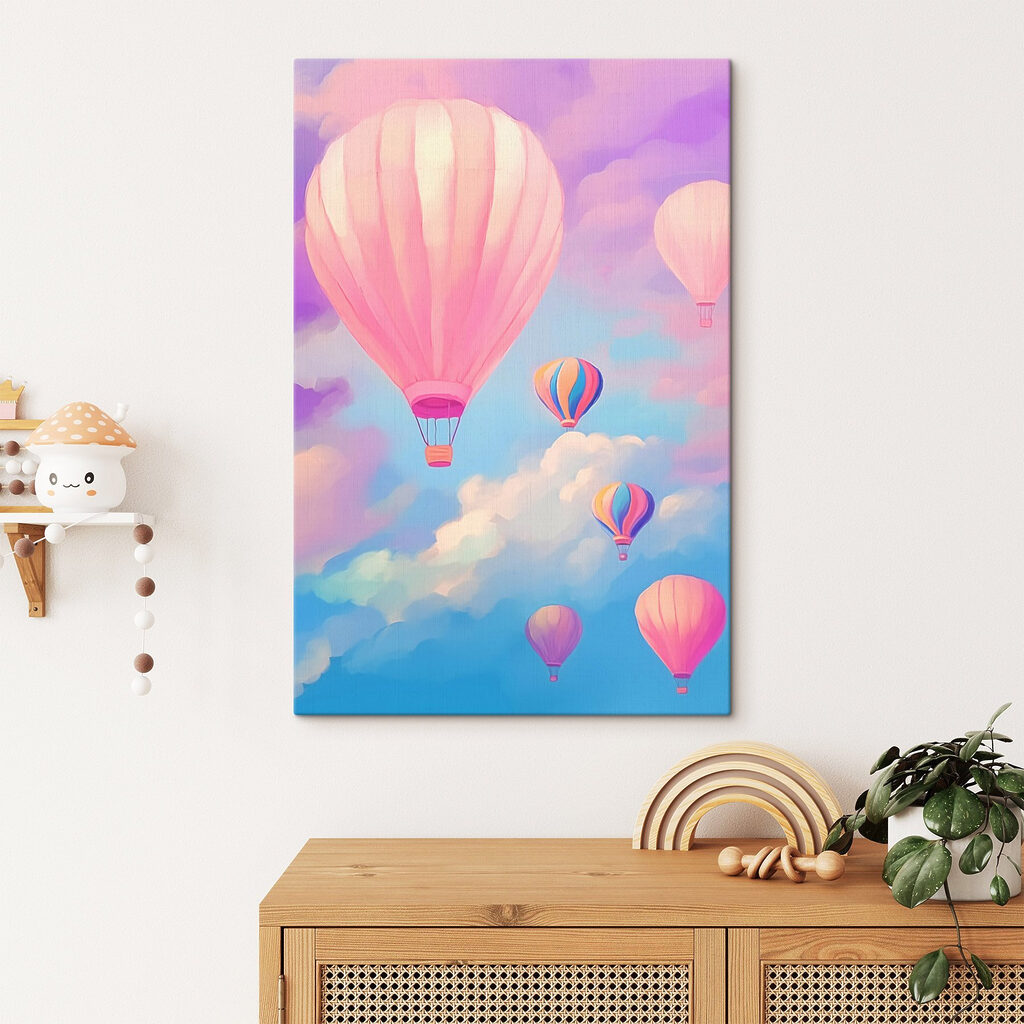 Balões pastel entre nuvens — interior 2