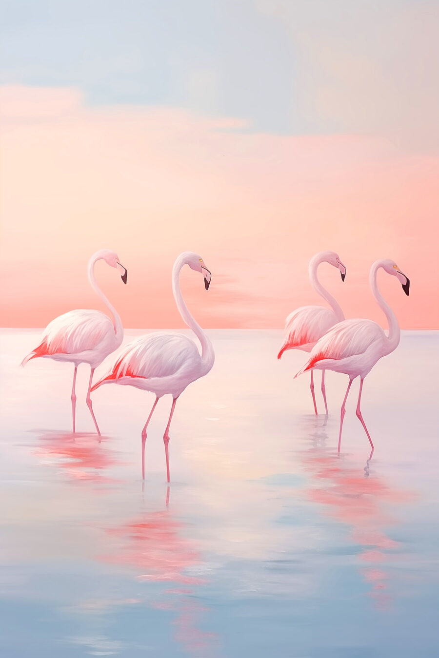 Flamingos ao entardecer — design completo