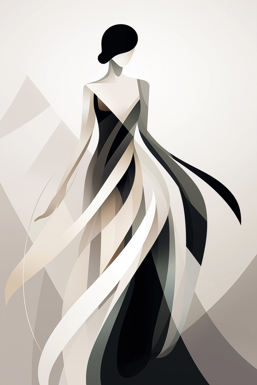 Vestido preto e branco — design completo