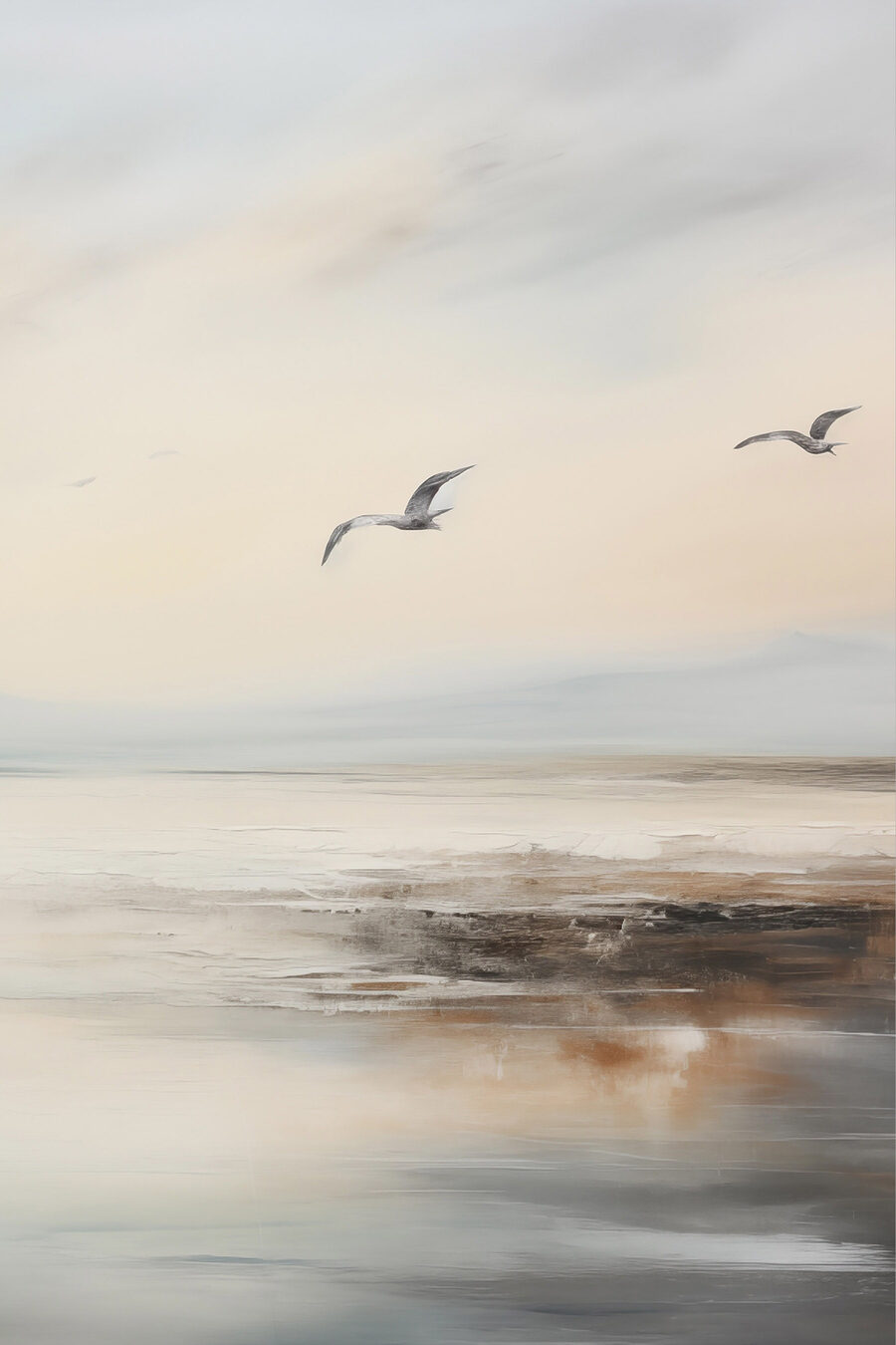 Gaivotas sobre a costa — design completo
