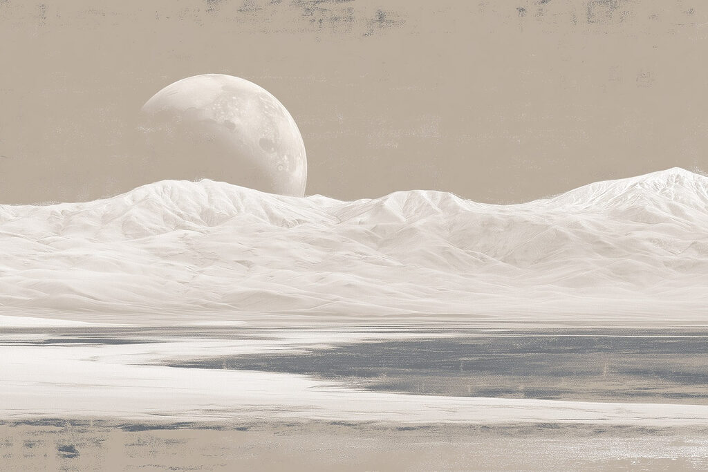 Lua sobre montanhas claras — design completo