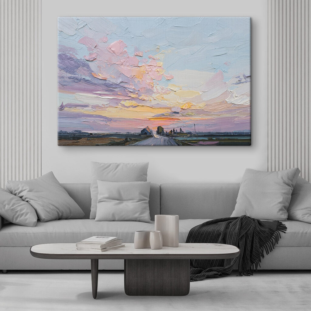 Nuvens cor-de-rosa sobre caminho — interior 2