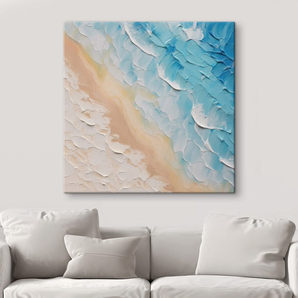 Ondas turquesa sobre areia — interior 1