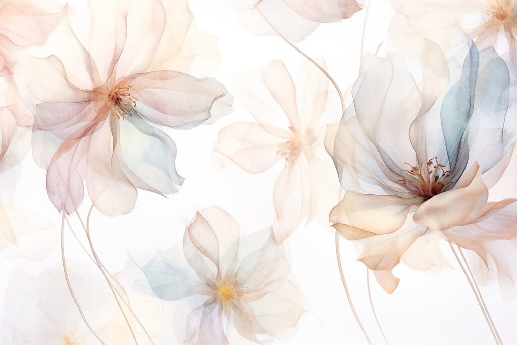 Flores em linhas pastel — design completo
