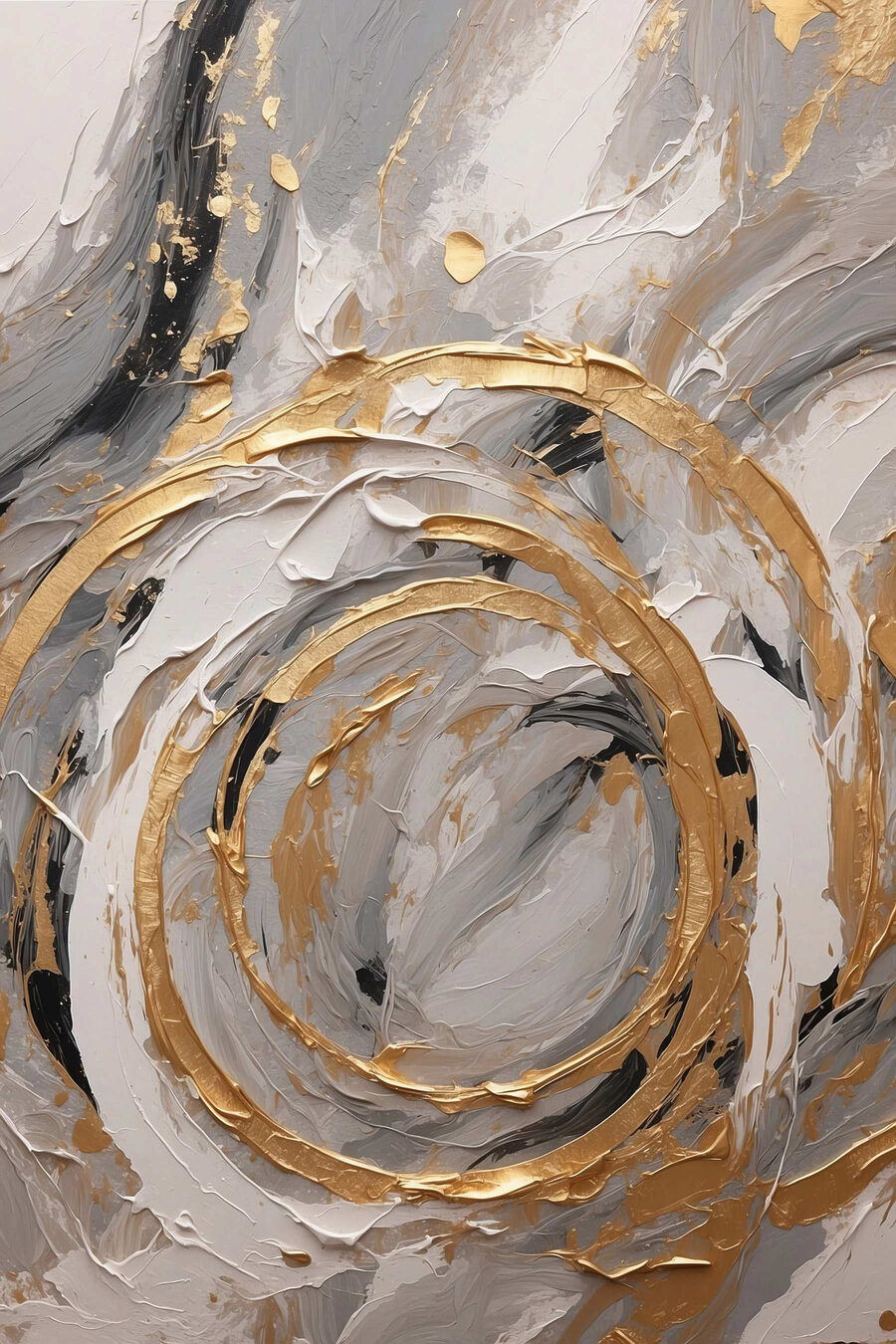 Anéis dourados em cinzento — design completo