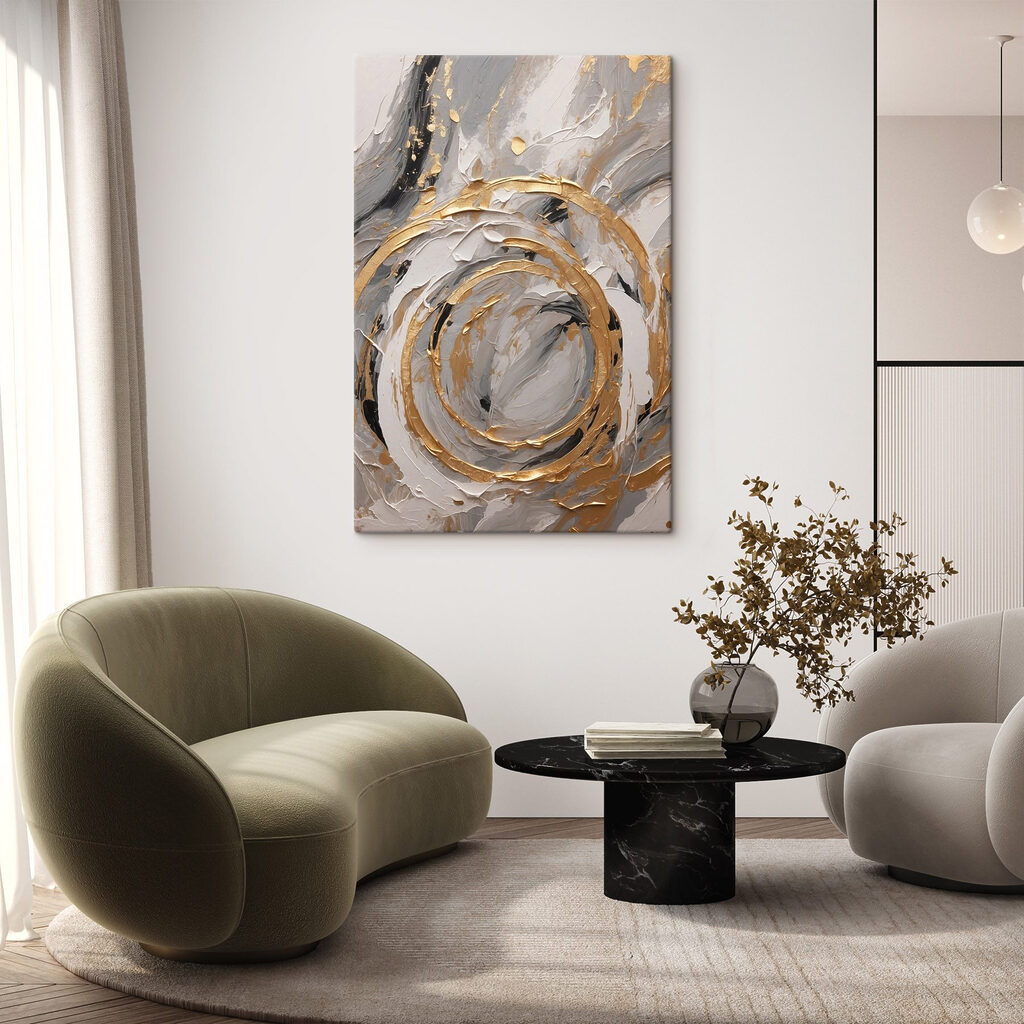 Anéis dourados em cinzento — interior 3