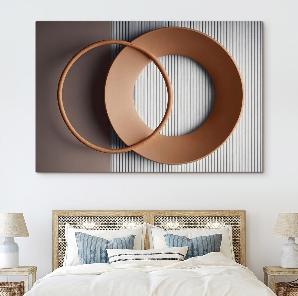 Anéis castanhos sobre cinzento — interior 1