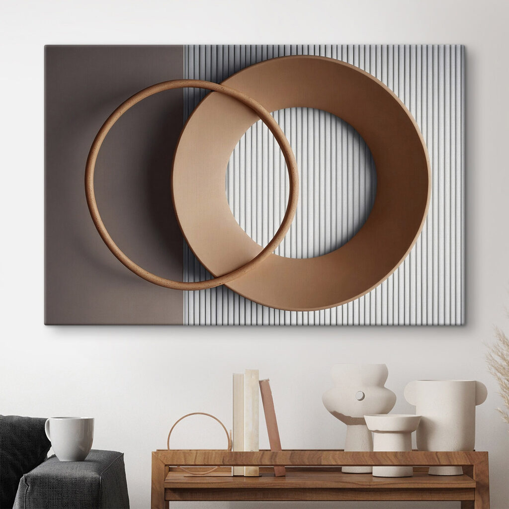 Anéis castanhos sobre cinzento — interior 2