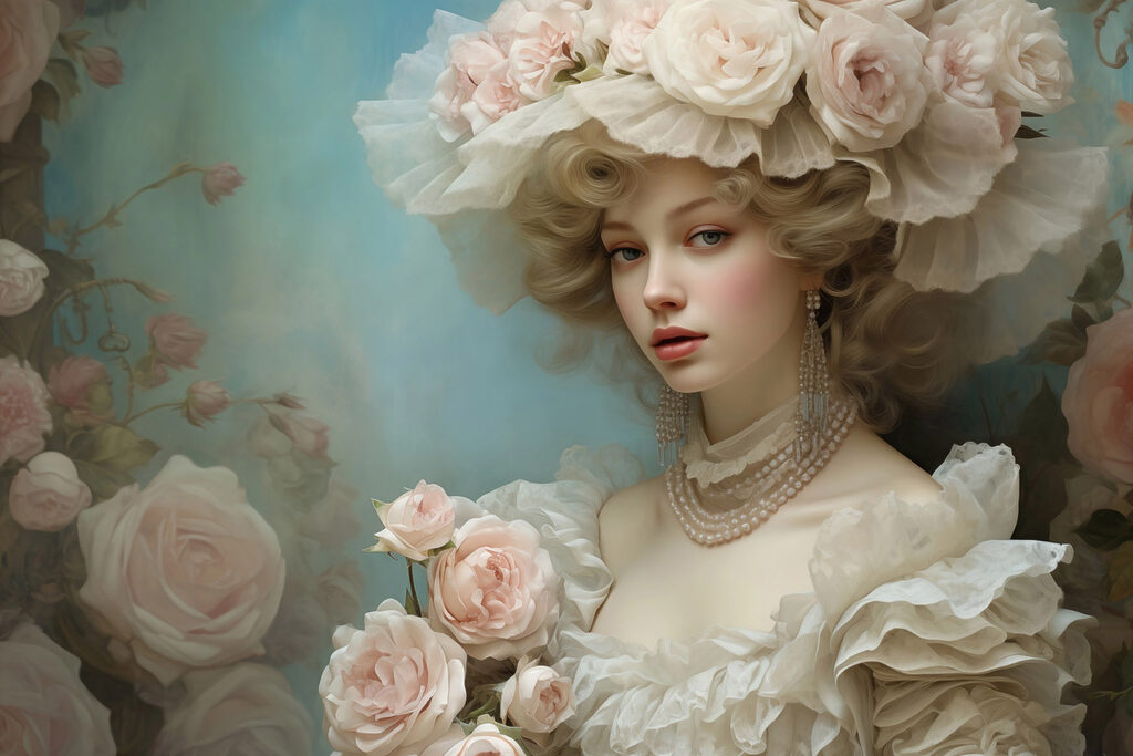 Retrato com rosas — design completo