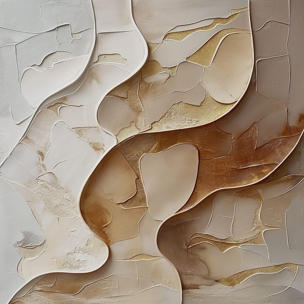Formas douradas sobre areia — design completo