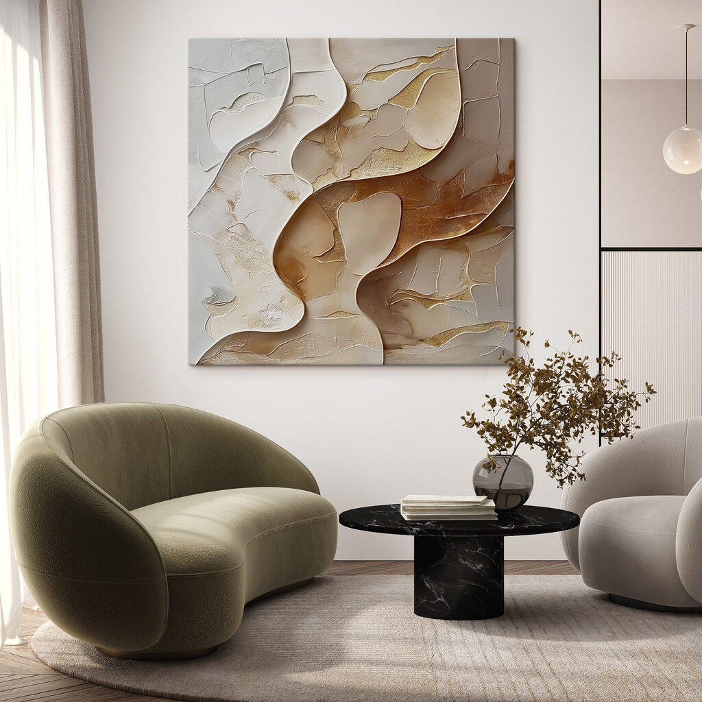 Formas douradas sobre areia — interior 1