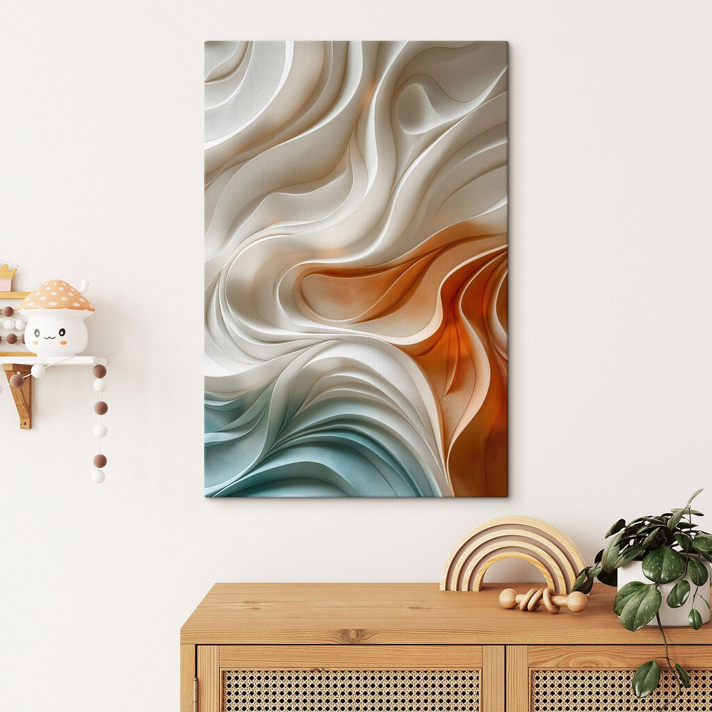 Ondas laranja e verde-mar — interior 1