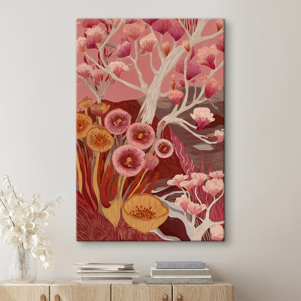 Flores coral em ramos — interior 1