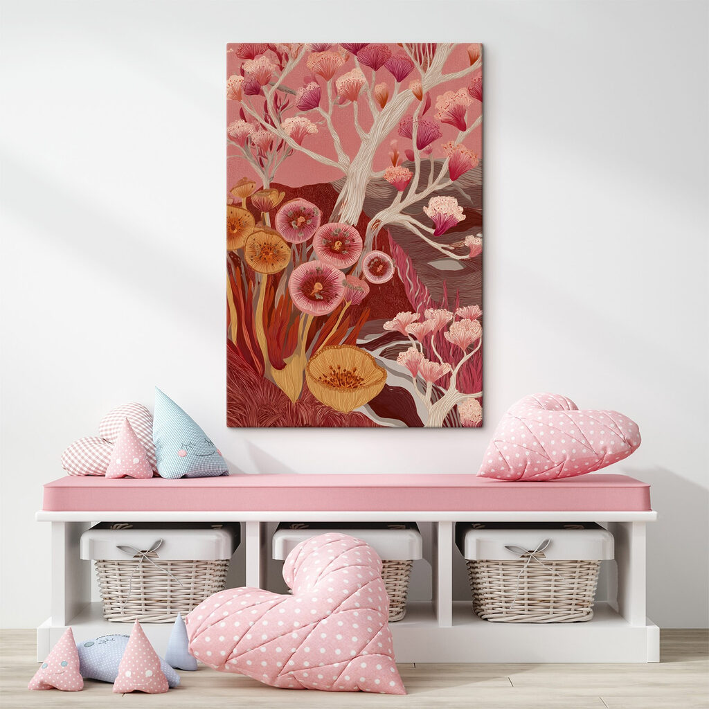 Flores coral em ramos — interior 2