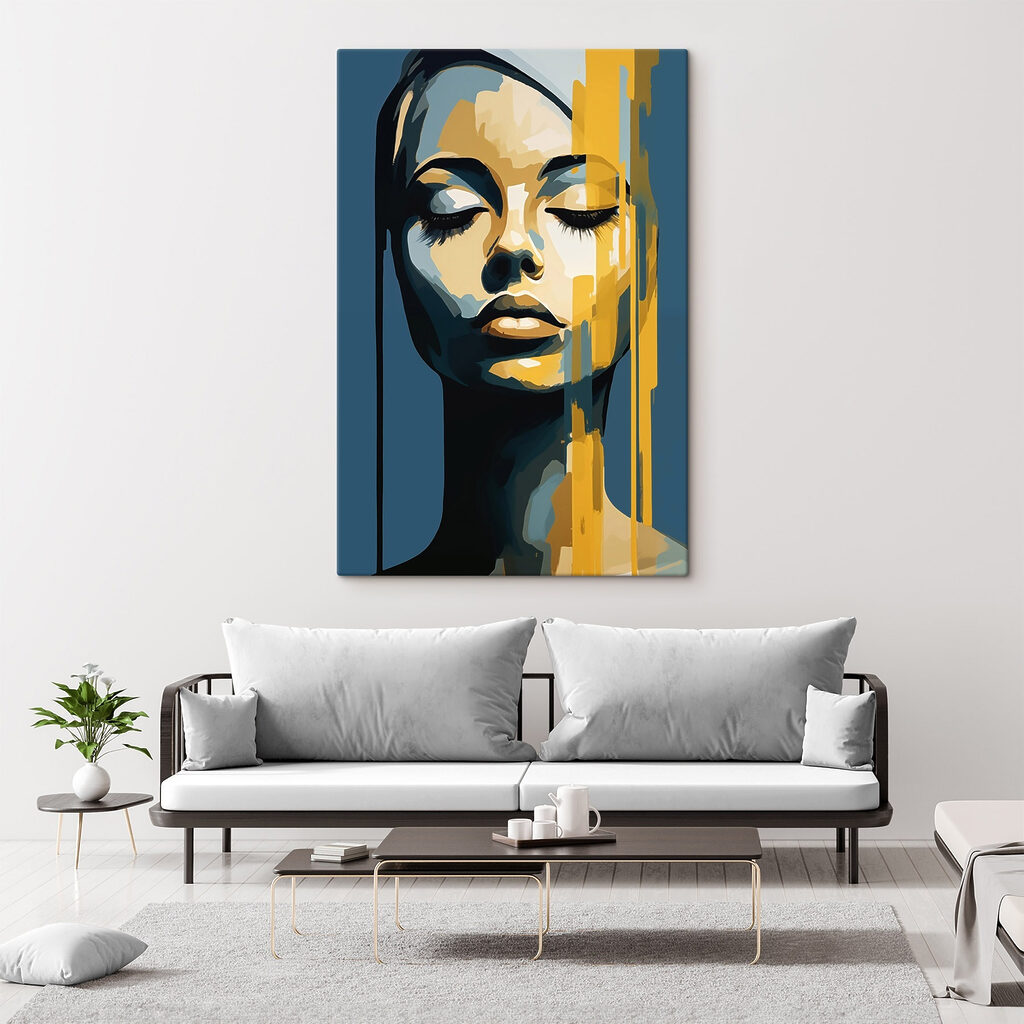 Rosto dourado em azul-marinho — interior 2