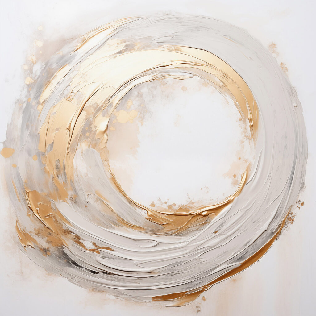 Anel dourado sobre creme — design completo