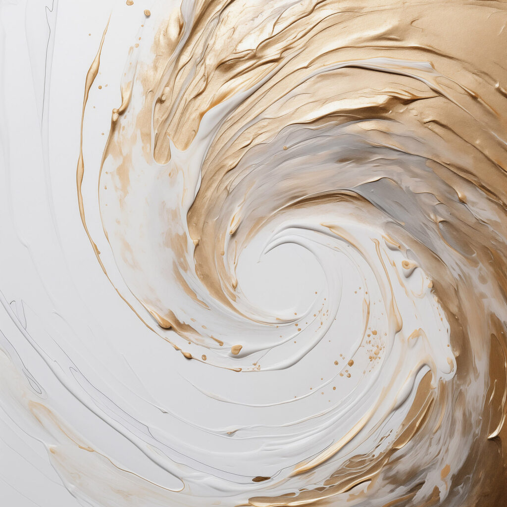 Espiral dourada sobre branco — design completo