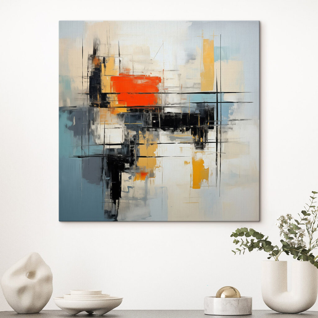 Bloco laranja sobre preto — interior 3