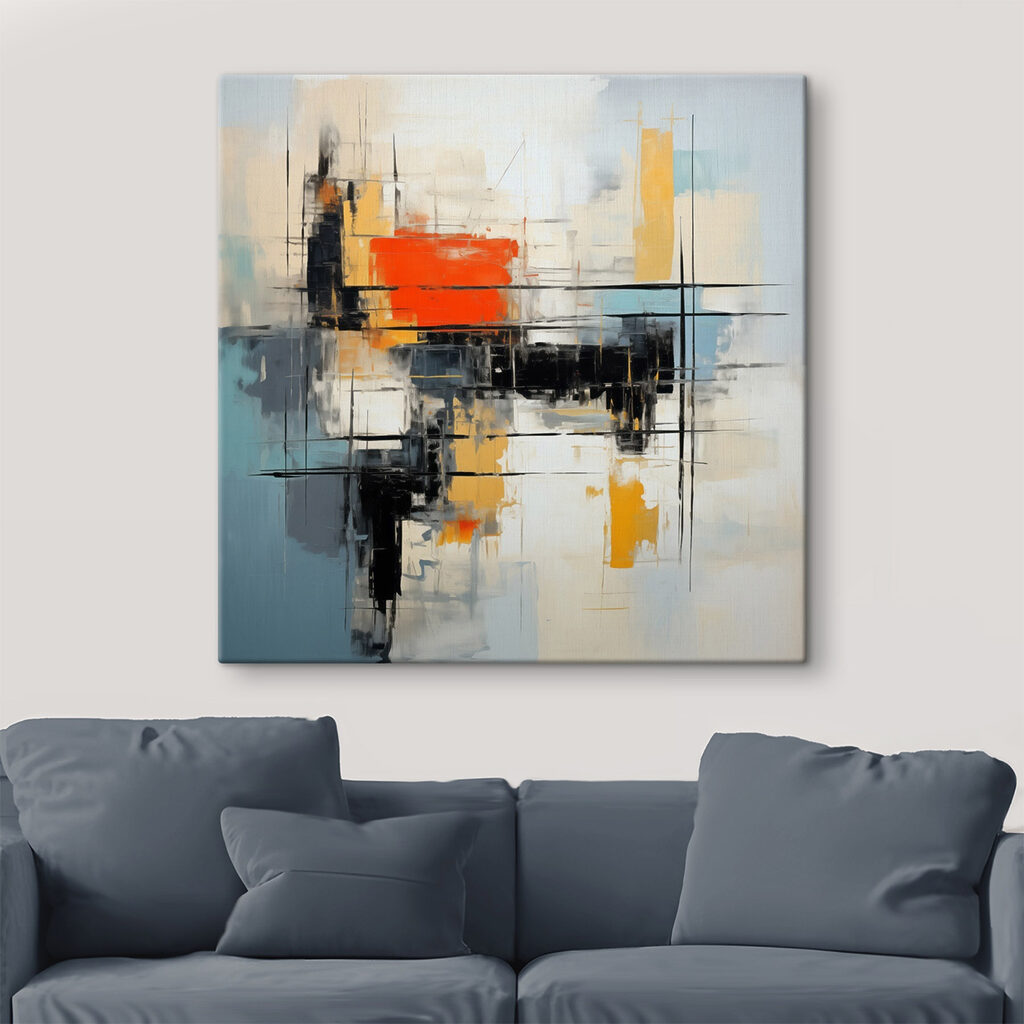 Bloco laranja sobre preto — interior 1