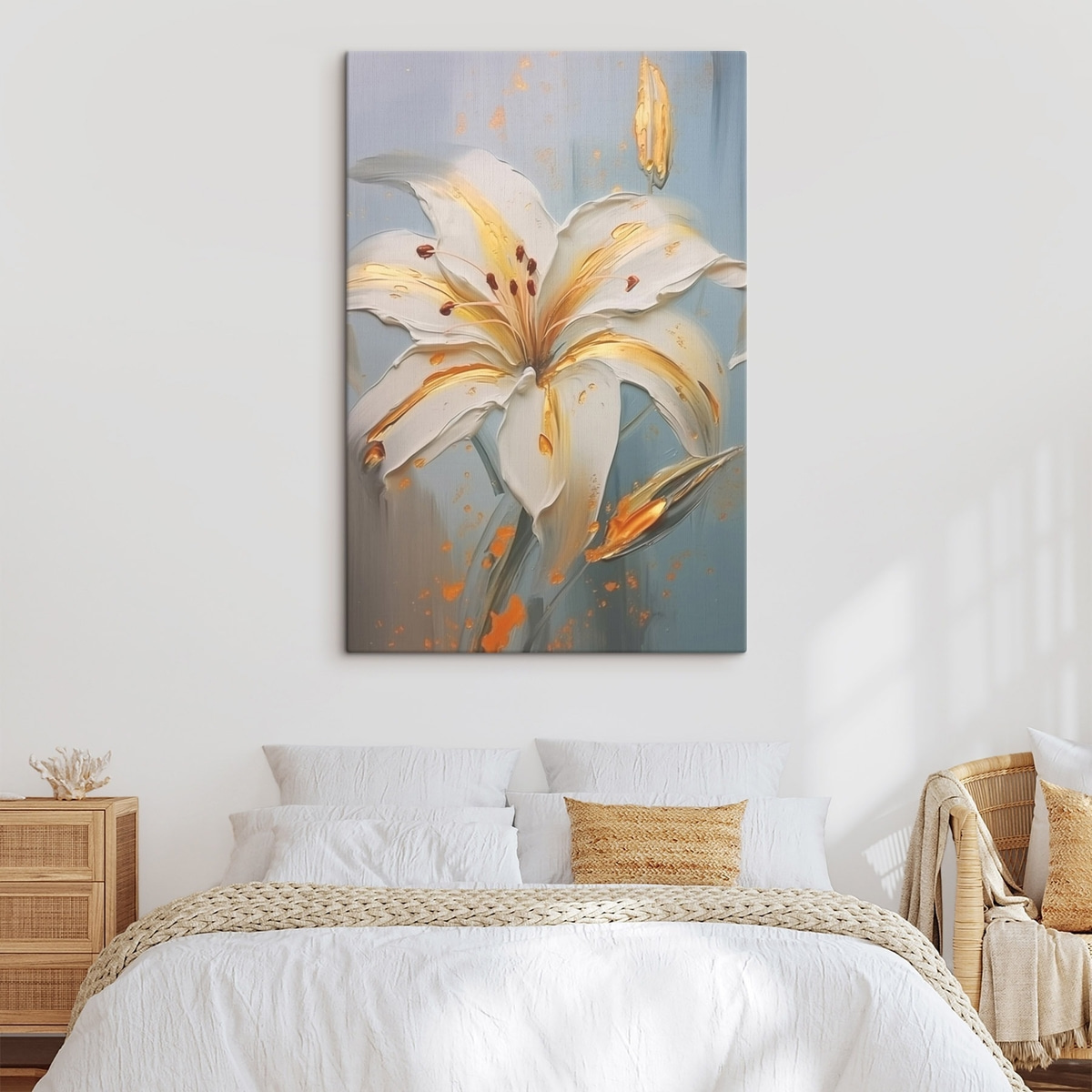 Lírio branco sobre azul — interior 2