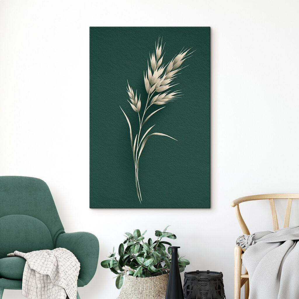 Ervas pálidas em verde-escuro num interior