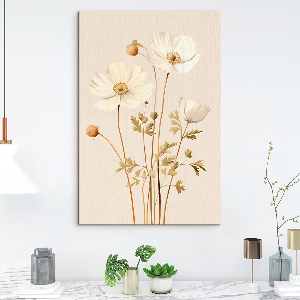Flores creme com hastes — interior 1