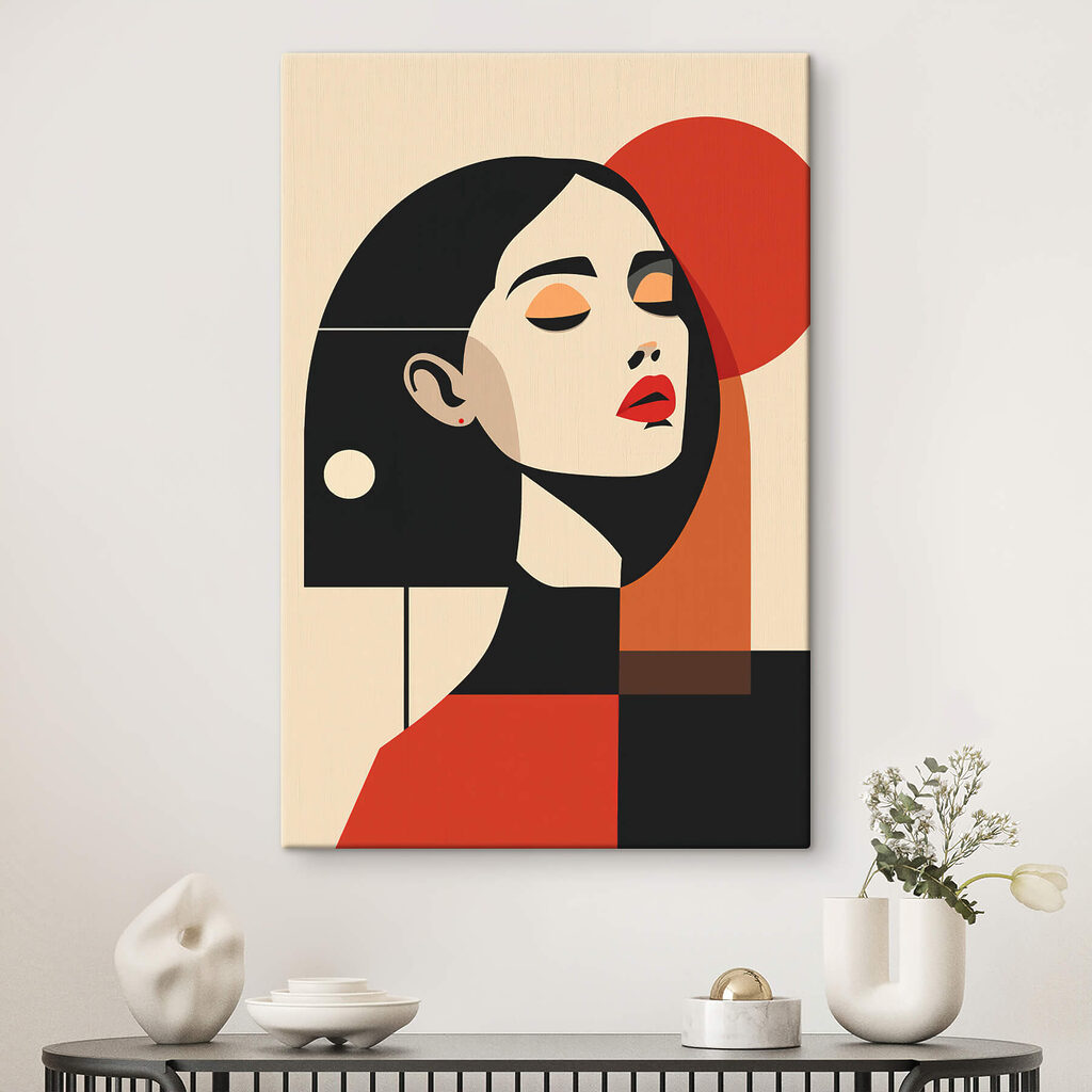 Perfil sobre círculo vermelho — interior 1