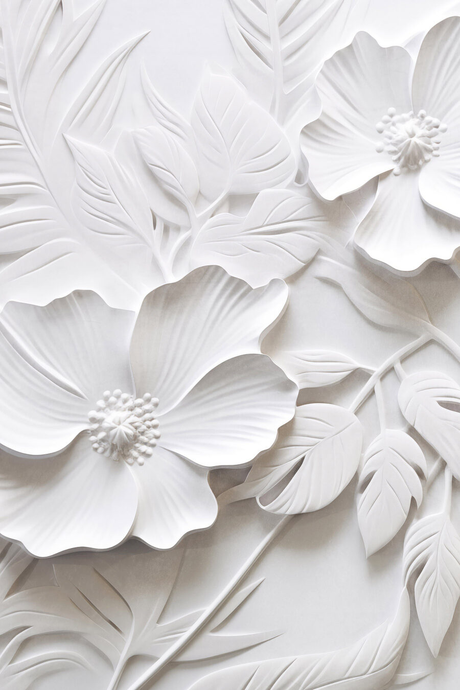 Flores brancas com nervuras — design completo
