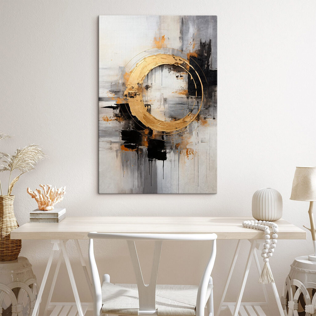 Anel dourado sobre cinzento — interior 2