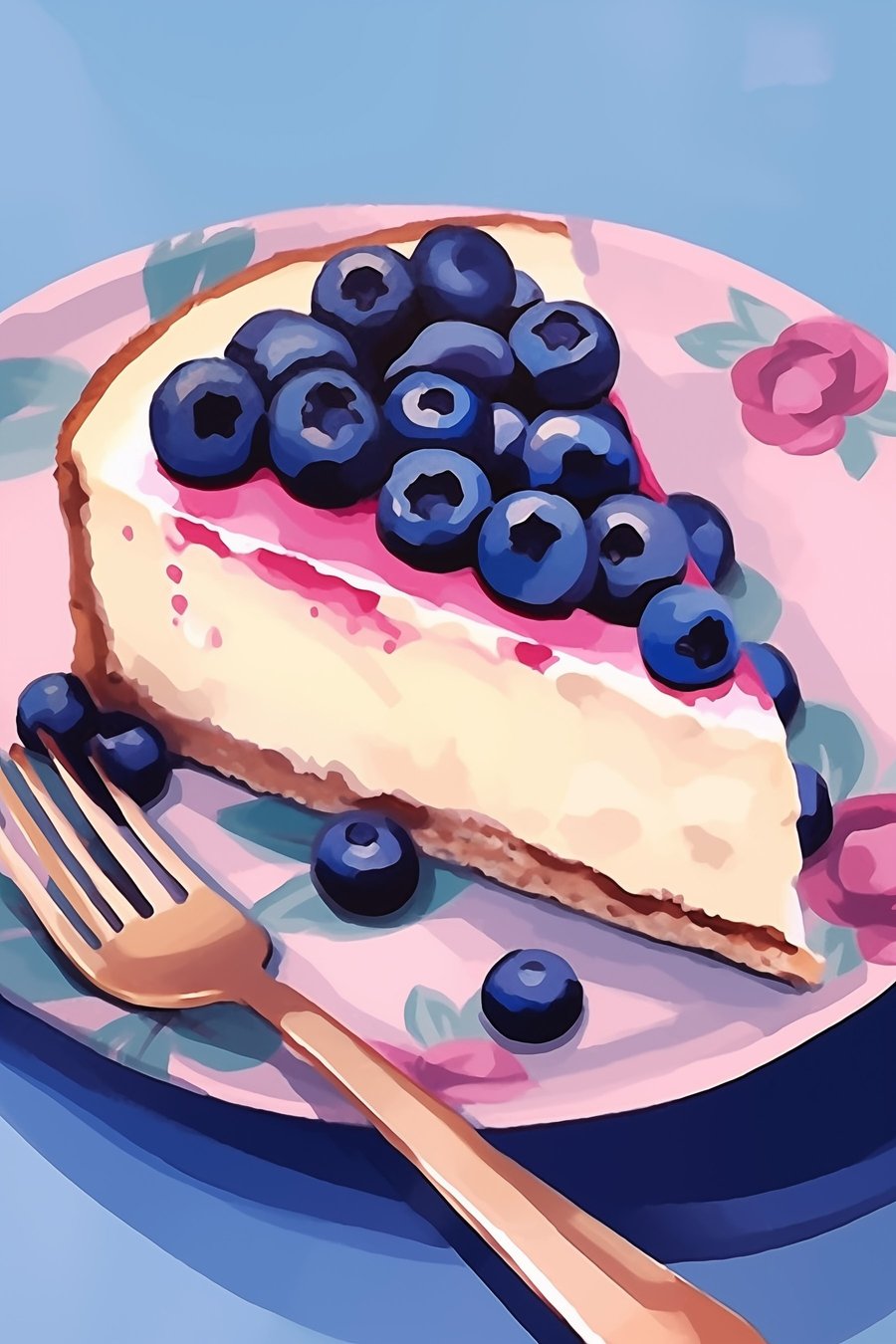 Cheesecake com mirtilos — design completo