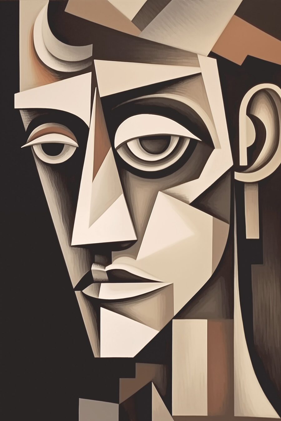 Retrato angular castanho — design completo
