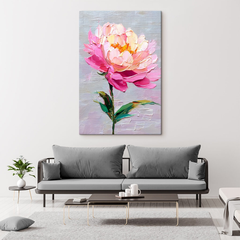Flor rosa em haste — interior 2