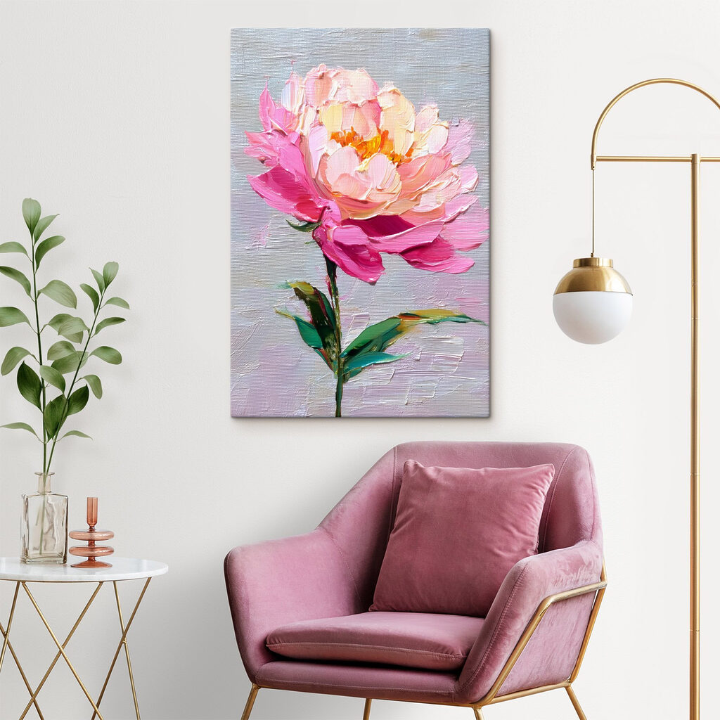 Flor rosa em haste — interior 3