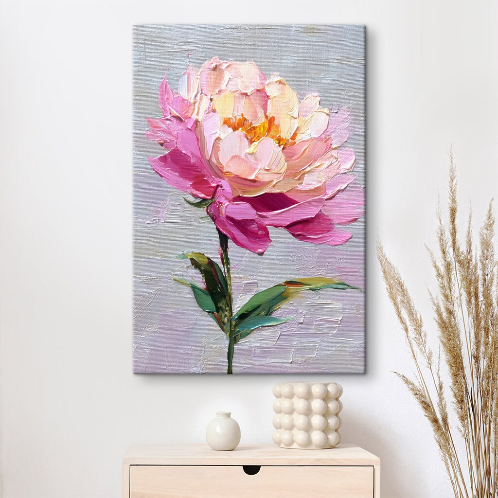 Flor rosa em haste — interior 1